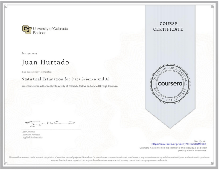 Statistical Estimation Certificate